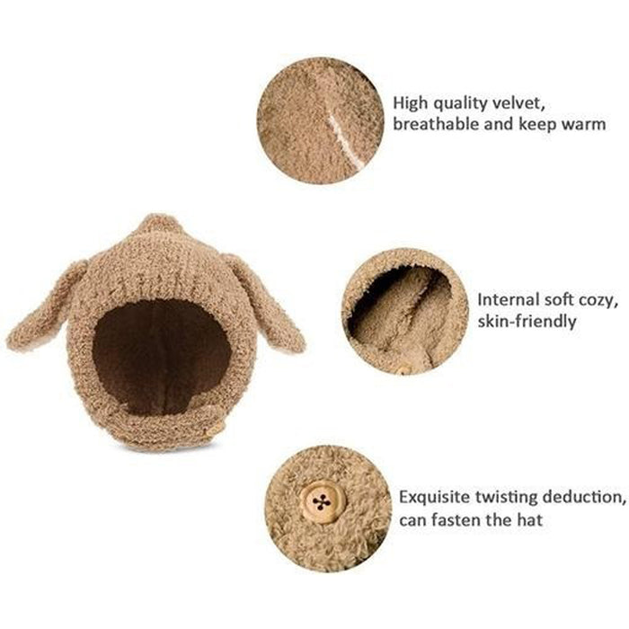Babymoon Baby Rabbit Winter Ear Protection Cap Kids Hat Boys Girls Cap | 1-2Y | Brown