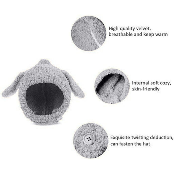 Babymoon Baby Rabbit Winter Ear Protection Cap Kids Hat Boys Girls Cap | 1-2Y | Grey