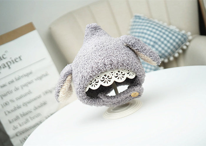 Babymoon Baby Rabbit Winter Ear Protection Cap Kids Hat Boys Girls Cap | 1-2Y | Grey