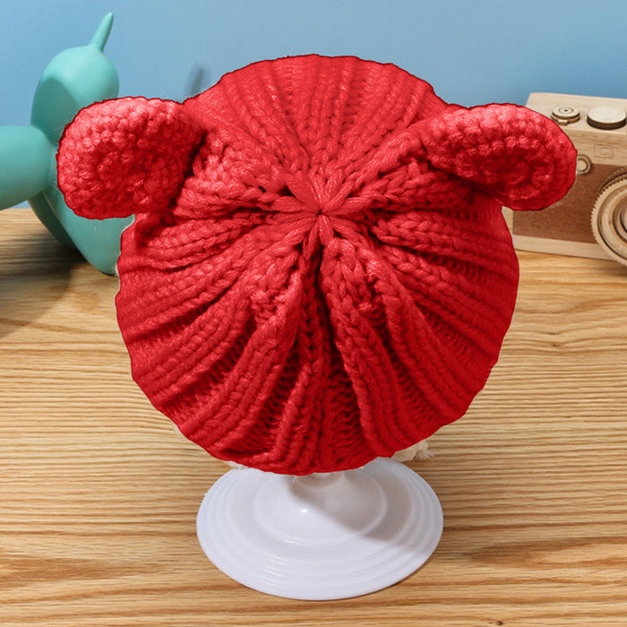 Babymoon Baby Winter Knitted Cap with String Kids Hat | 0-2Y | Red