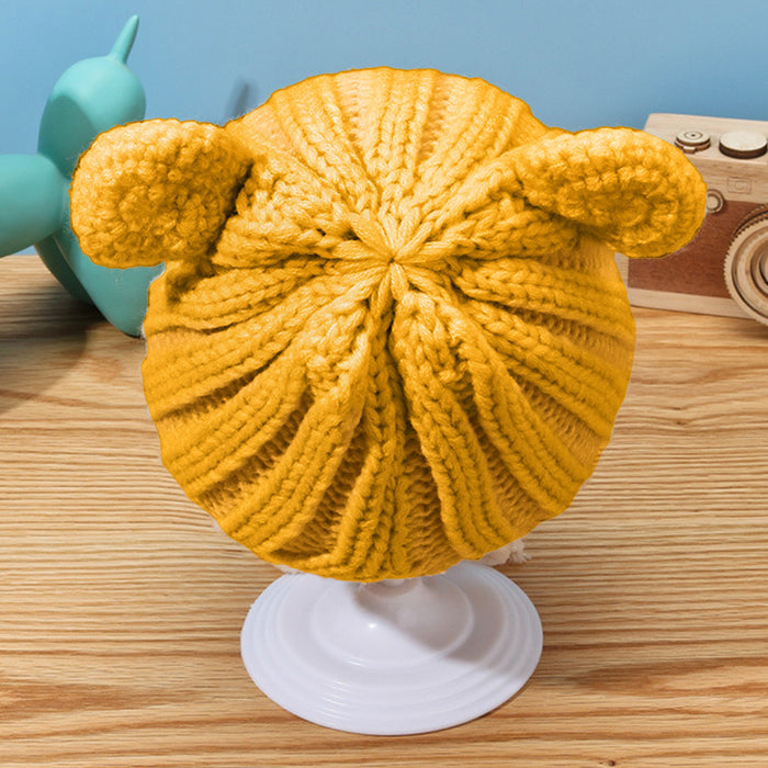 Babymoon Baby Winter Knitted Cap with String Kids Hat | 0-2Y | Yellow