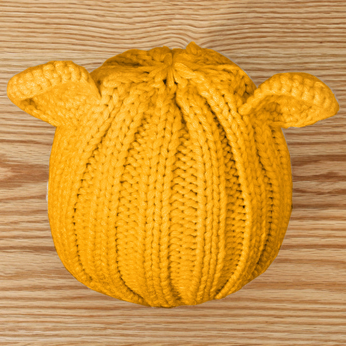 Babymoon Baby Winter Knitted Cap with String Kids Hat | 0-2Y | Yellow