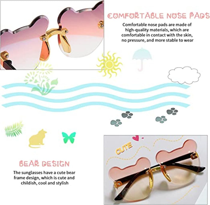 Babymoon Bear Rimless Sun Glasses | Baby Gift Set | Blue Pink