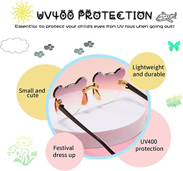 Babymoon Bear Rimless Sun Glasses | Baby Gift Set | Blue Pink