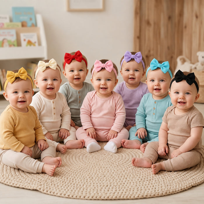 Babymoon Bow Knot Hairband New Born Baby Photography Shoot Props Costumes (Set of 7)