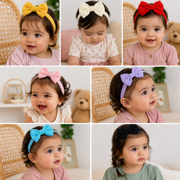 Babymoon Bow Knot Hairband New Born Baby Photography Shoot Props Costumes (Set of 7)