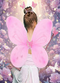 Babymoon Butterfly Fairy Angel Costumes Baby Wings Photography Props - Set of 3 | 6 Month To 10 Years | Pink