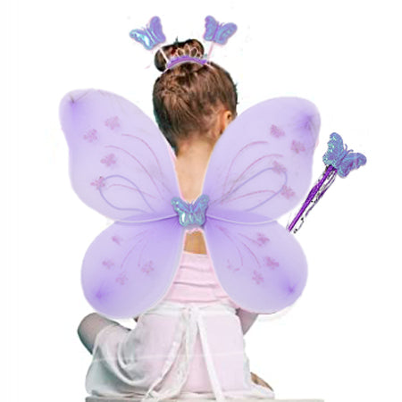 Babymoon Butterfly Fairy Angel Costumes Baby Wings Photography Props - Set of 3 | 6 Month To 10 Years | Purple