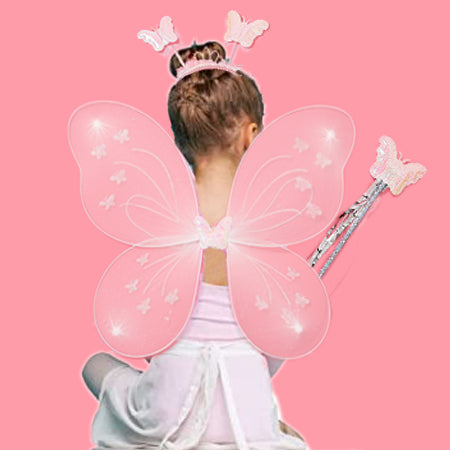 Babymoon Butterfly Fairy Angel Costumes Baby Wings Photography Props - Set of 3 | 6 Month To 10 Years | White
