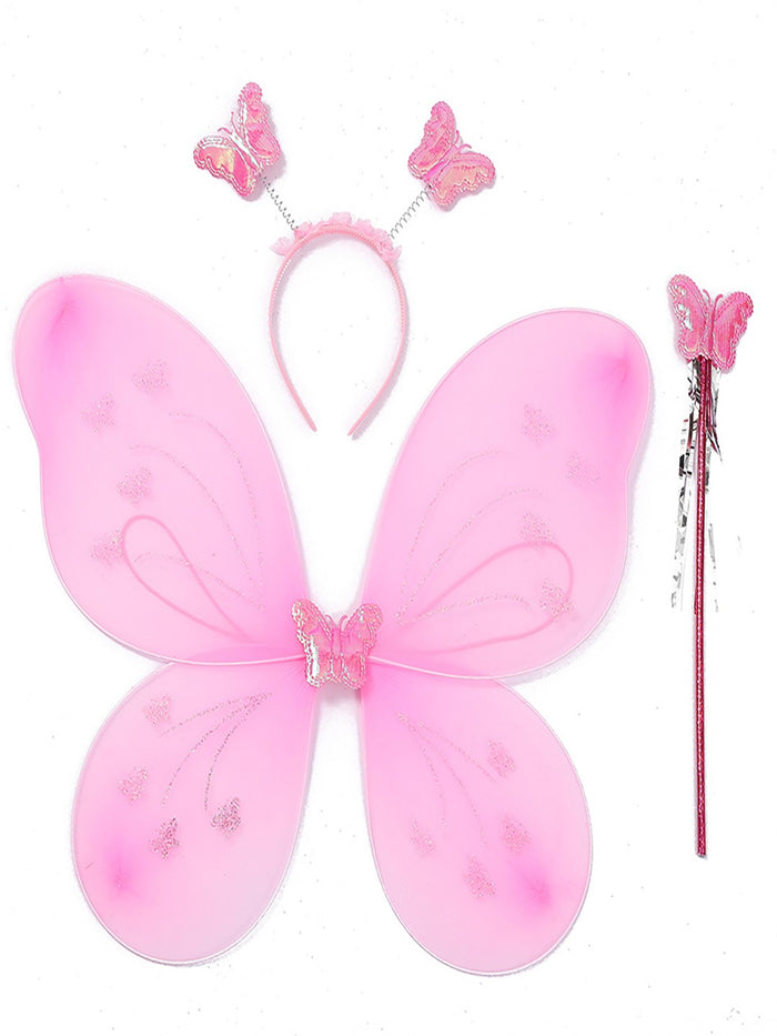 Babymoon Butterfly Fairy Angel Costumes Baby Wings Photography Props - Set of 3 | 6 Month To 10 Years | Pink