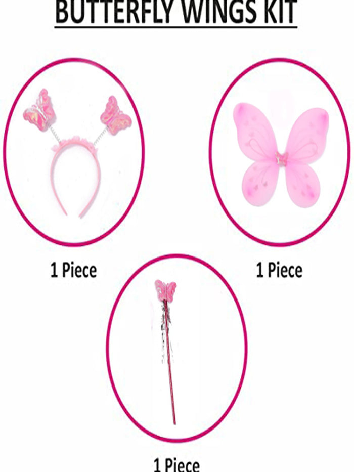 Babymoon Butterfly Fairy Angel Costumes Baby Wings Photography Props - Set of 3 | 6 Month To 10 Years | Pink
