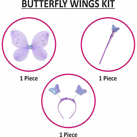 Babymoon Butterfly Fairy Angel Costumes Baby Wings Photography Props - Set of 3 | 6 Month To 10 Years | Purple