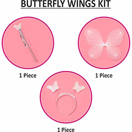 Babymoon Butterfly Fairy Angel Costumes Baby Wings Photography Props - Set of 3 | 6 Month To 10 Years | White