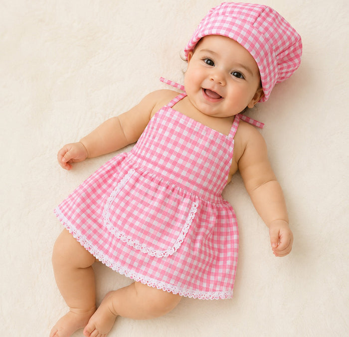 Babymoon Chef New Born Baby Photography Shoot Props Costume - Pink