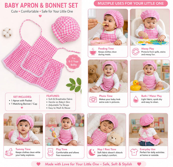 Babymoon Chef New Born Baby Photography Shoot Props Costume - Pink