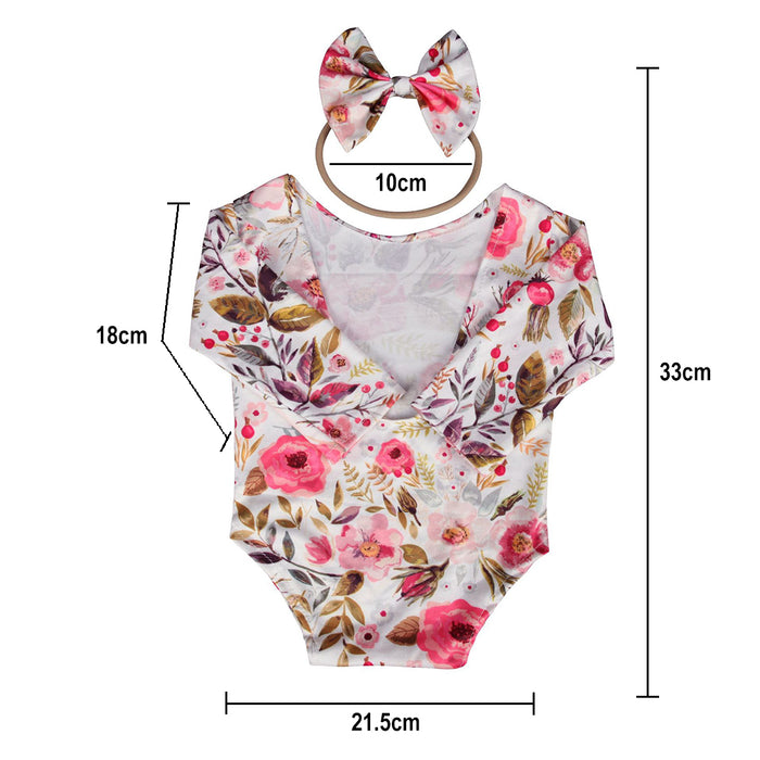 Babymoon Cloth Romper with Hairband Photoshoot Props Costume - White