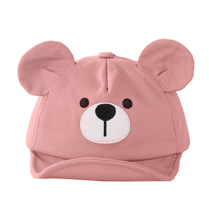 Babymoon Cotton Baby Kids Boys Girls Summer Cap Bear Design | 0-2 Years | Pink