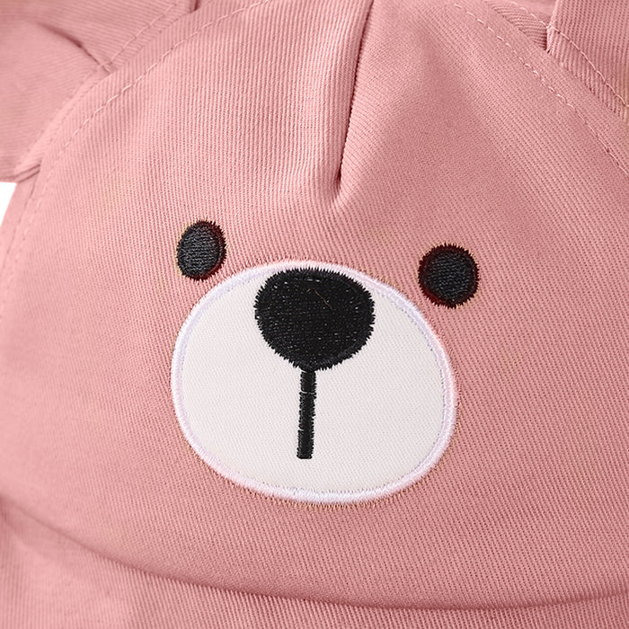 Babymoon Cotton Baby Kids Boys Girls Summer Cap Bear Design | 0-2 Years | Pink