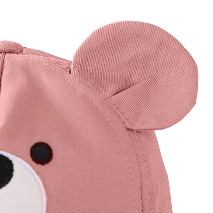 Babymoon Cotton Baby Kids Boys Girls Summer Cap Bear Design | 0-2 Years | Pink