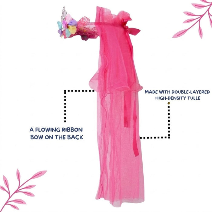 Babymoon Diamond Princess Birthday Party Girls Crown Headband with Veil | Hair Accessories | 3-8 Yrs
