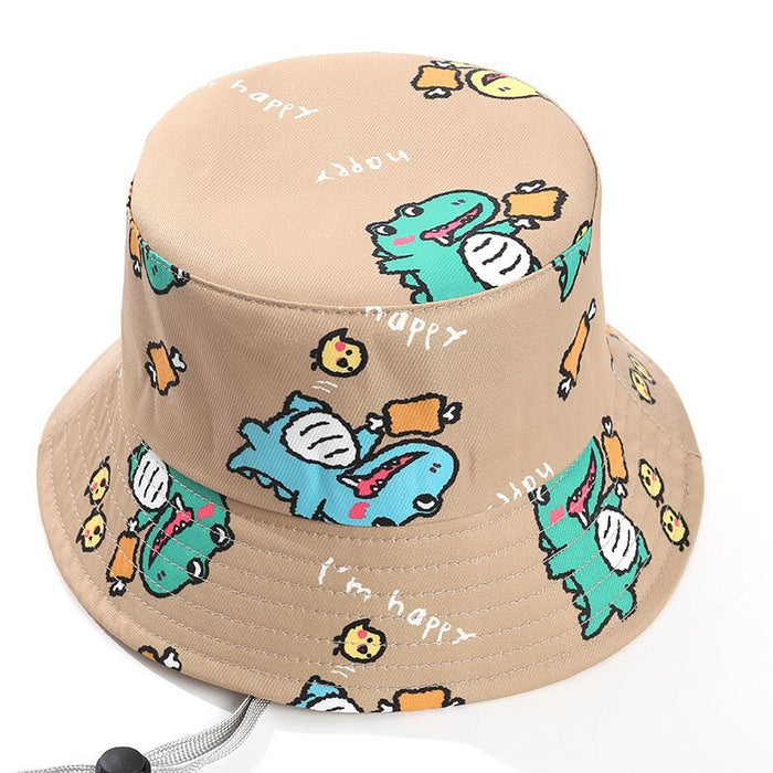 Babymoon Dinosaur Baby Boys Girls Kids Summer Cap with Head String Sun Beach Hat | Brown | 2-6 Year