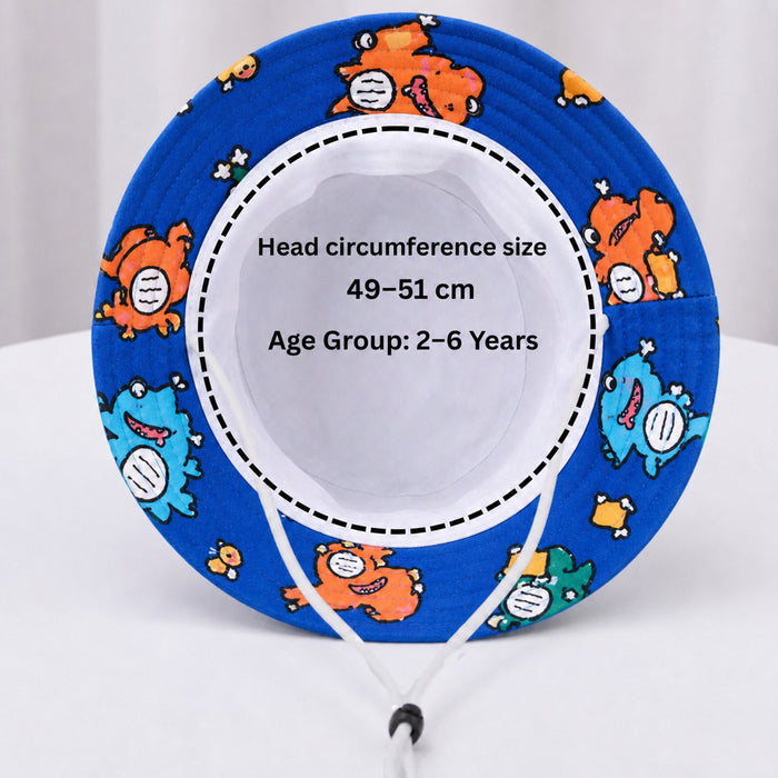 Babymoon Dinosaur Baby Boys Girls Kids Summer Cap with Head String Sun Beach Hat | Blue | 2-6 Year