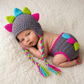 Babymoon Dinosaur Newborn Photography Crochet Outfit Costume - Grey
