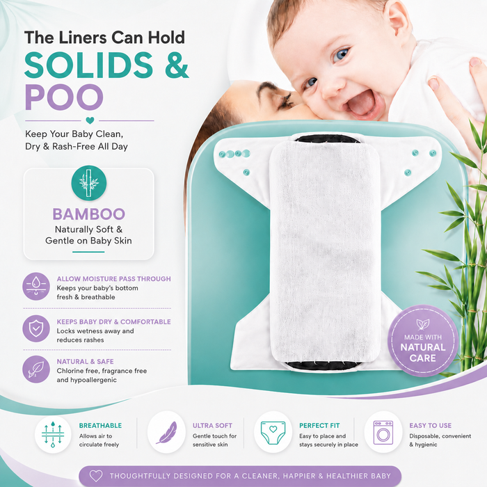Babymoon Disposable Flushable Diaper Liners | Biodegradable Bamboo Nappy Diaper Liners