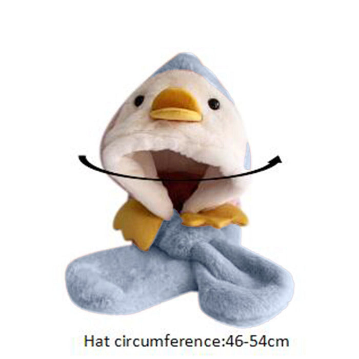 Babymoon Duck Winter Fleece Soft Cap with Scarf | Blue