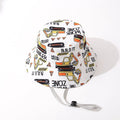 Babymoon Engineer Bucket Baby Boys Girls Kids Summer Cap with Head String Sun Beach Hat | White | 2-8