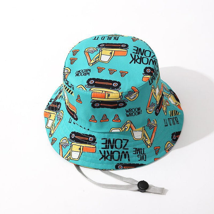 Babymoon Engineer Bucket Baby Boys Girls Kids Summer Cap with Head String Sun Beach Hat | Blue | 2-8