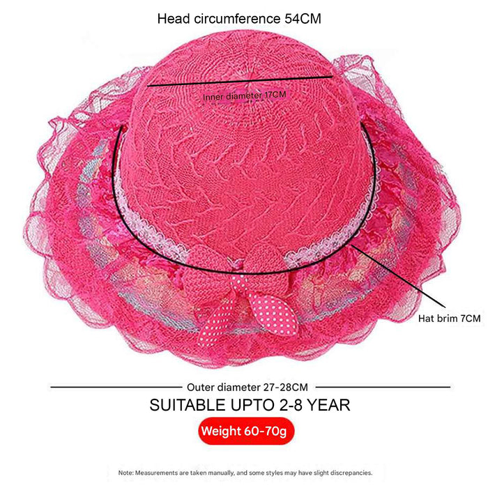Babymoon Fancy Lace Baby Boys Girls Kids Summer Cap with Head String Sun Beach Hat | Pink | 2-8 Year