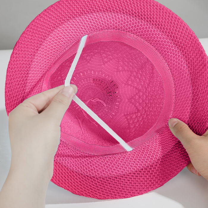Babymoon Fancy Lace Baby Boys Girls Kids Summer Cap with Head String Sun Beach Hat | Pink | 2-8 Year