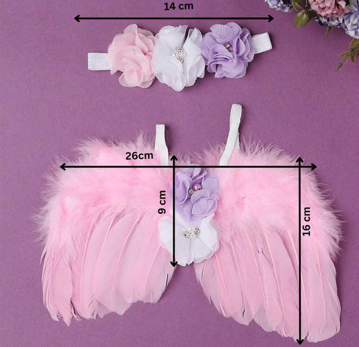 Babymoon Feather Wings New Born Baby Photography Shoot Props Costumes - Pink