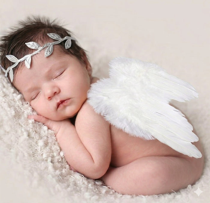 Babymoon Feather Wings New Born Baby Photography Shoot Props Costumes - White
