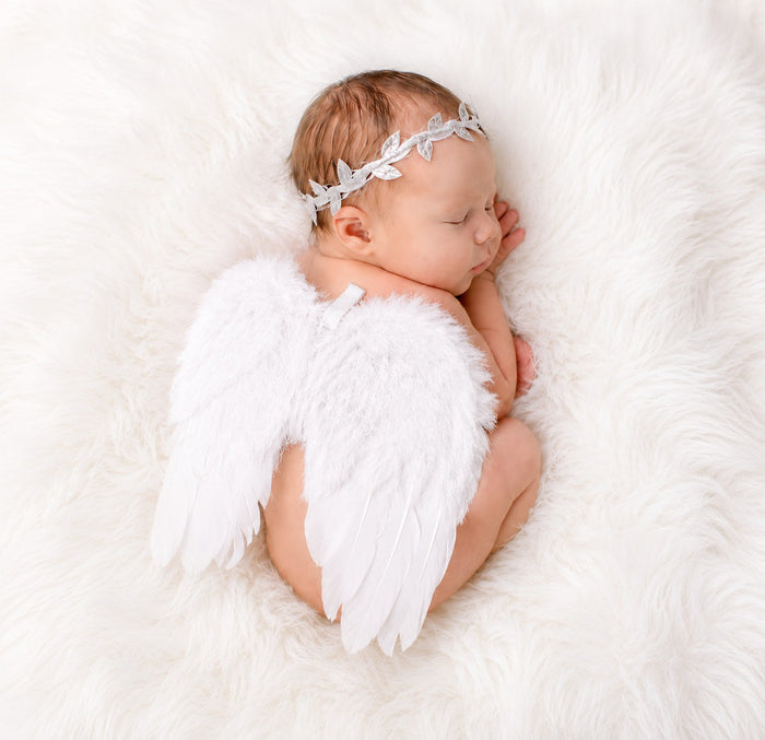 Babymoon Feather Wings New Born Baby Photography Shoot Props Costumes - White
