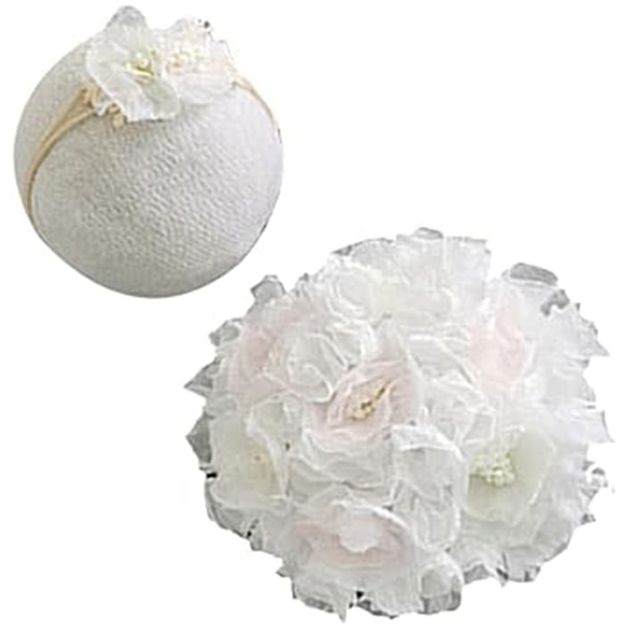 Babymoon Floral Round Bum Cover With Hairband | Baby Photography Props | Set Of 2 | White