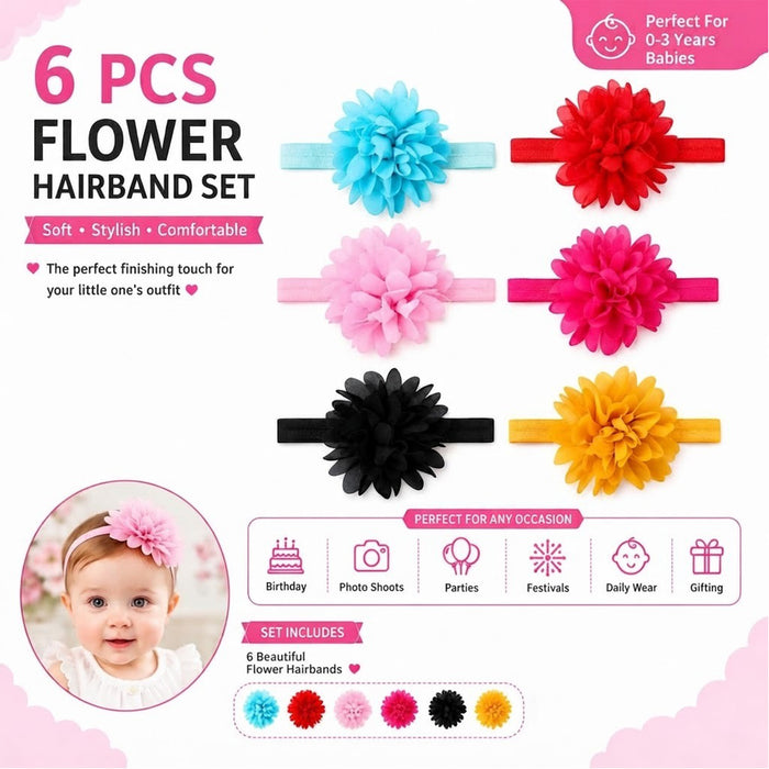 Babymoon Flower Hairbands Headbands (Set of 6)