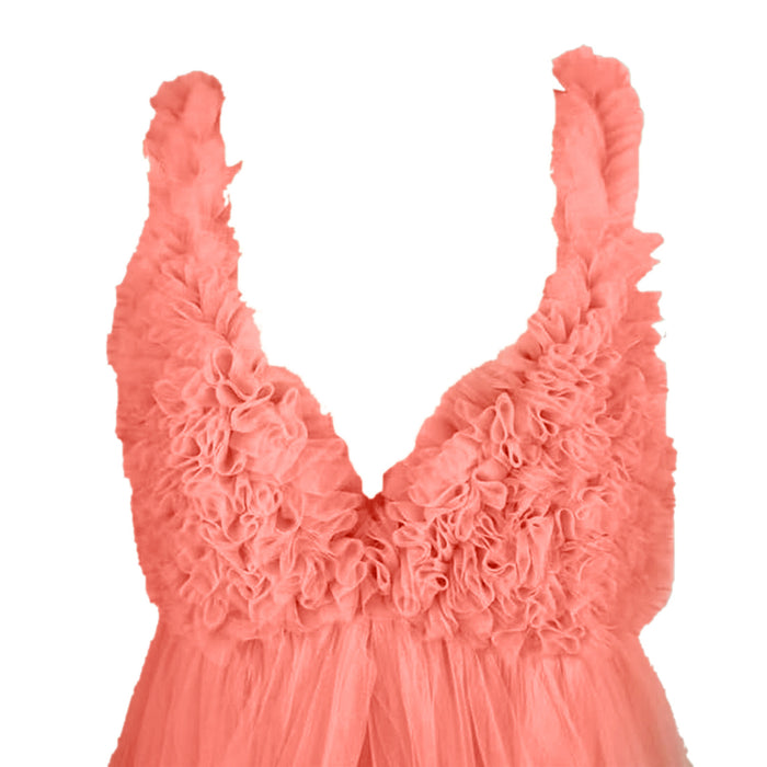 Babymoon Fluffy Off Shoulder Maternity Gown Dress | Pink