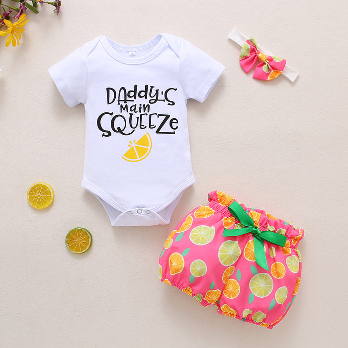 Babymoon Fruit Theme Outfit | Romper, Skirt & Hairband | 12-18 Months | Set of 3 | Pink