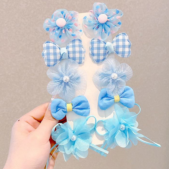 Babymoon Fusion Flower 10pcs Hairclips Hair Accessories Set | Blue