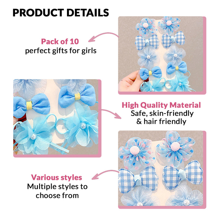Babymoon Fusion Flower 10pcs Hairclips Hair Accessories Set | Blue