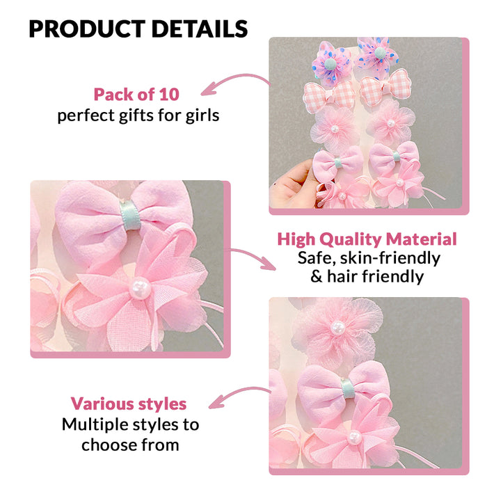 Babymoon Fusion Flower 10pcs Hairclips Hair Accessories Set | Pink