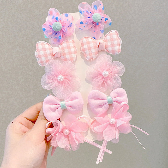 Babymoon Fusion Flower 10pcs Hairclips Hair Accessories Set | Pink