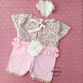 Babymoon Fusion Lace Romper with Hairband Photoshoot Props Costume - Pink A