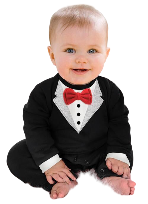 Babymoon Gentleman Suit Romper | Baby Photoshoot Props | Birthday Party Costume | Black | 1-2 Year