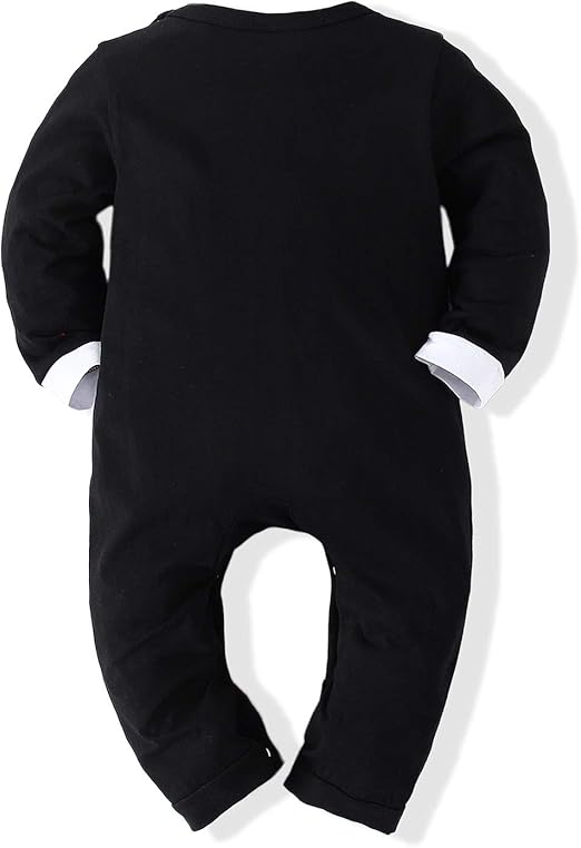 Babymoon Gentleman Suit Romper | Baby Photoshoot Props | Birthday Party Costume | Black | 1-2 Year