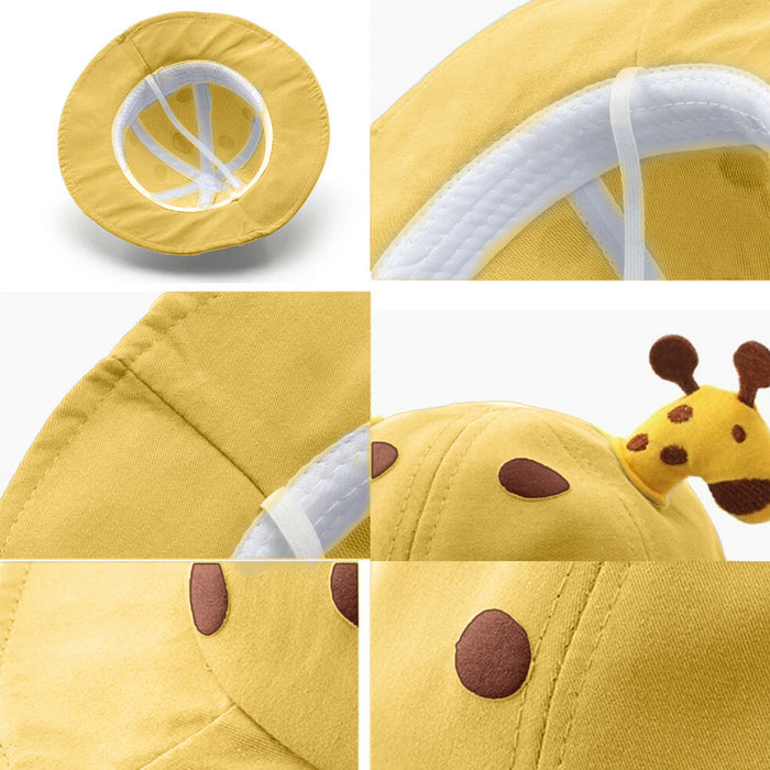 Babymoon Giraffe Baby Boys Girls Kids Summer Cap with Head String Doted Beach Hat | Yellow | 2-6 Year
