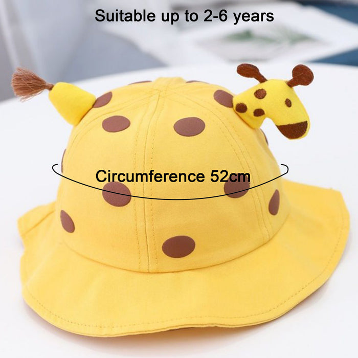 Babymoon Giraffe Baby Boys Girls Kids Summer Cap with Head String Doted Beach Hat | Yellow | 2-6 Year