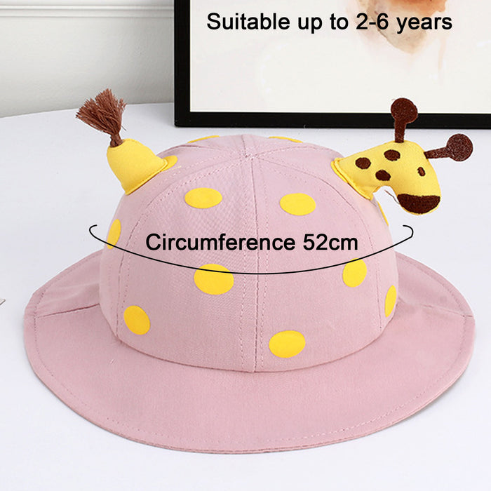 Babymoon Giraffe Baby Boys Girls Kids Summer Cap with Head String Doted Beach Hat | Pink | 2-6 Year